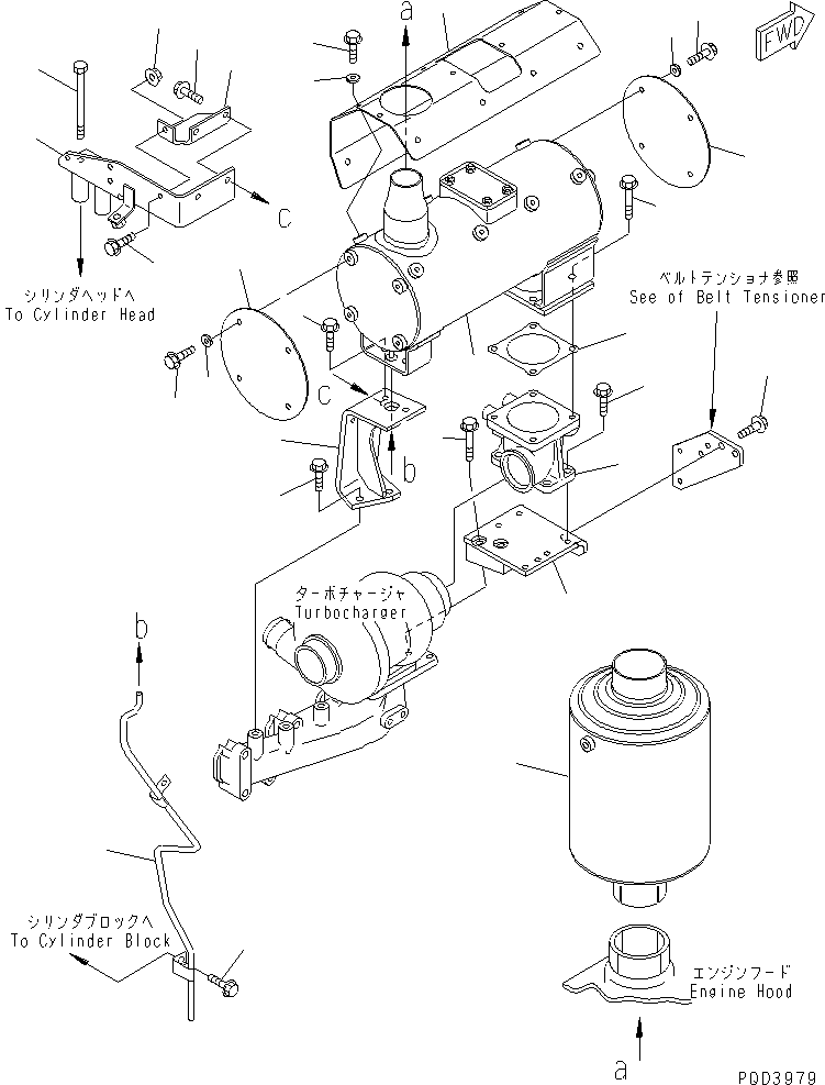 Engines Komatsu / S4D102E-1J S/N 26200163-UP(s4d1026c) / MUFFLER (FOR TRIMMING DOZER)(#26230806-26237975)(030280 : A1610-01B6)