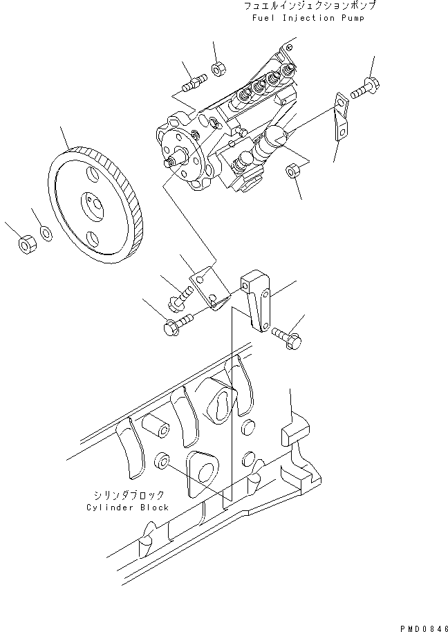 Engines Komatsu / S4D102E-1J S/N 26200163-UP(s4d1026c) / FUEL INJECTION PUMP MOUNTING(030990 : A408P-01A0)