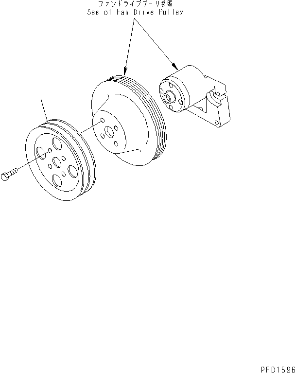 Engines Komatsu / S4D102E-1J S/N 26200163-UP(s4d1026c) / FAN PULLEY (WITH 25A ALTERNATOR)(#26203202-26217138)(031220 : A5050-01A0)