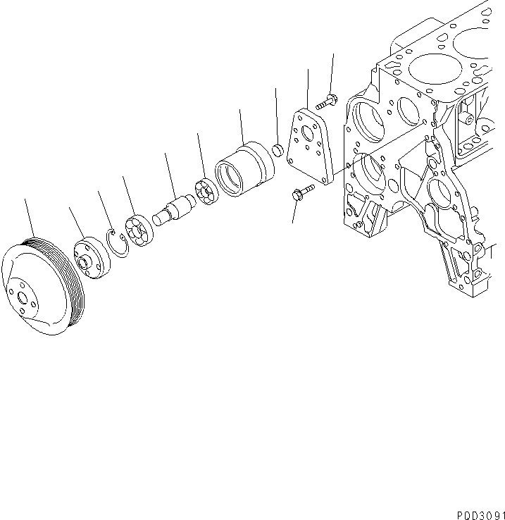 Engines Komatsu / S4D102E-1J S/N 26200163-UP(s4d1026c) / FAN DRIVE PULLEY (WITH REVERSIBLE FAN)(#26203202-26219687)(031290 : A5060-01A1)