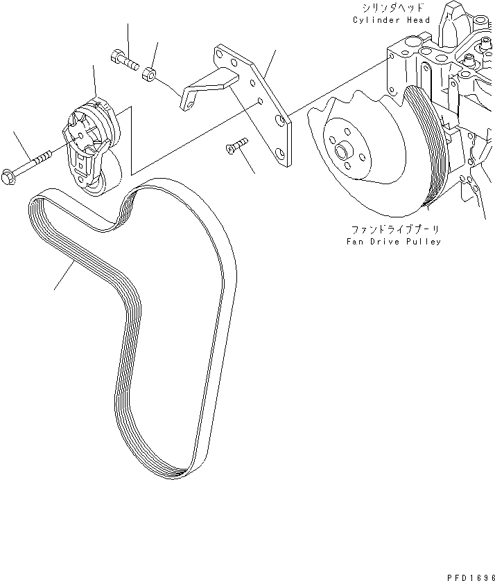 Engines Komatsu / S4D102E-1J S/N 26200163-UP(s4d1026c) / BELT TENSIONER (FOR 25A ALTERNATOR AND REVERSIBLE FAN) (FAN PULLEY DIA.189MM)(#26203202-)(031310 : A5080-01A0)