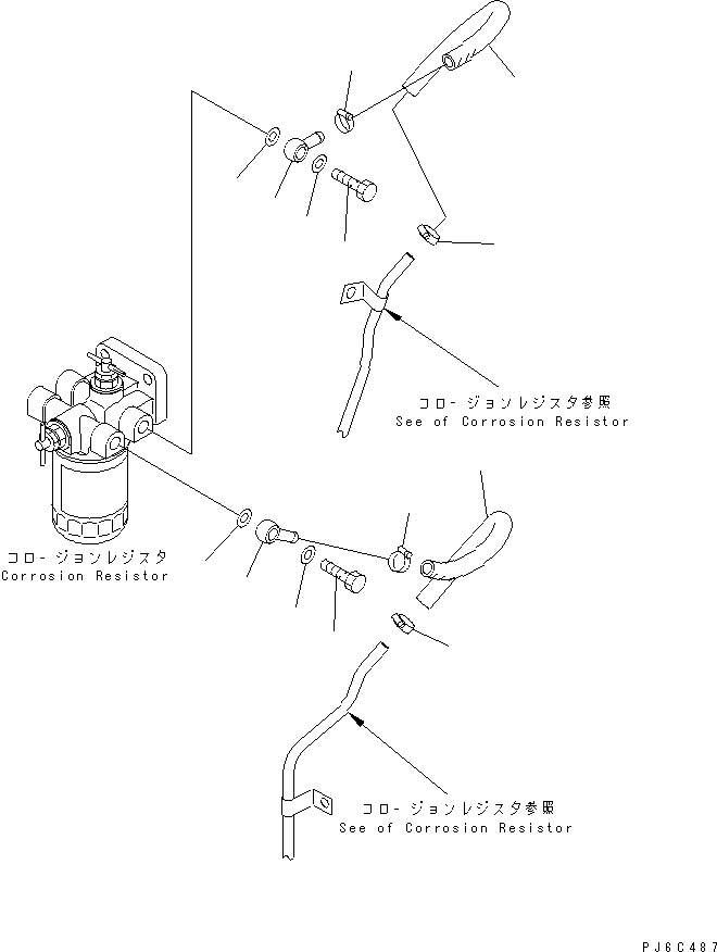 Engines Komatsu / S4D102E-1J S/N 26200163-UP(s4d1026c) / CORROSION RESISTOR PIPING(#26258629-)(031850 : B9999-01E6)