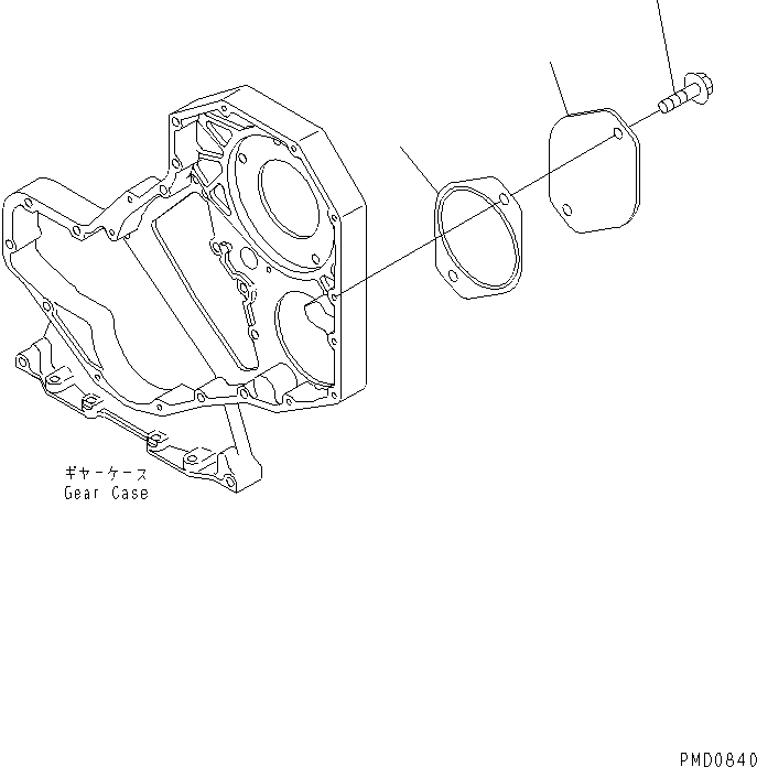 Komatsu parts book diagram for S4D102E-1N S/N 26200163-UP: FRONT GEAR TRAIN COVER(#26200163-26264932)