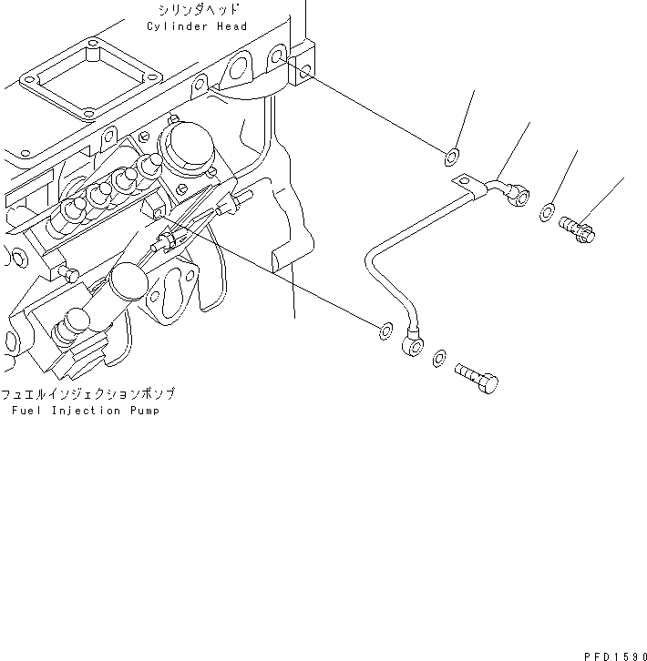 Komatsu parts book diagram for S4D102E-1N S/N 26200163-UP: FUEL FILER PIPING(#26203202-)