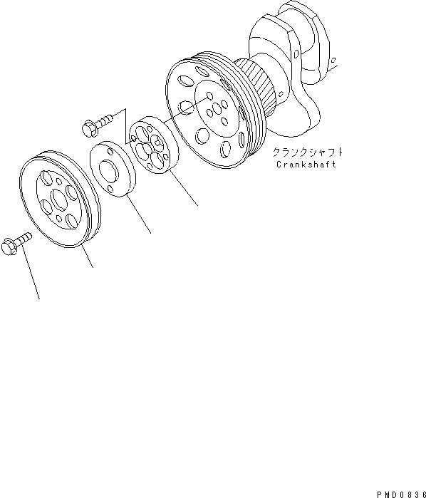 Engines Komatsu / S4D102E-1E S/N 26200163-UP(s4d102ec) / ADDITIONAL PULLEY (AIR CONDITIONER PULLEY)(#26200163-26263585)(030570 : A2370-01A0)