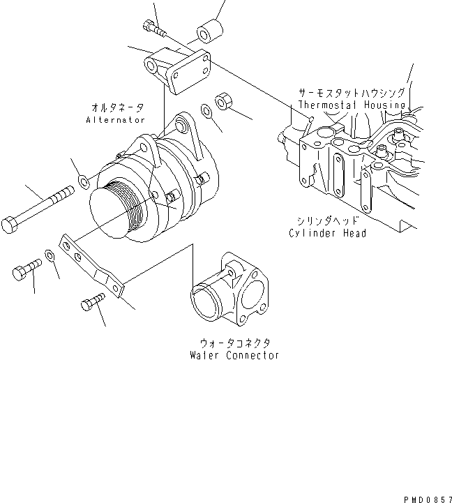 Engines Komatsu / S4D102E-1E S/N 26200163-UP(s4d102ec) / ALTERNATOR SUPPORT(031340 : A601T-01A0)