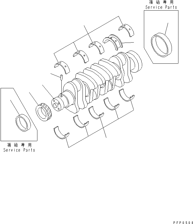 Engines Komatsu / S4D102E-1AA S/N 26213103-UP(s4d102eu) / CRANKSHAFT(#21273646-)(030230 : A231P-A0A0)