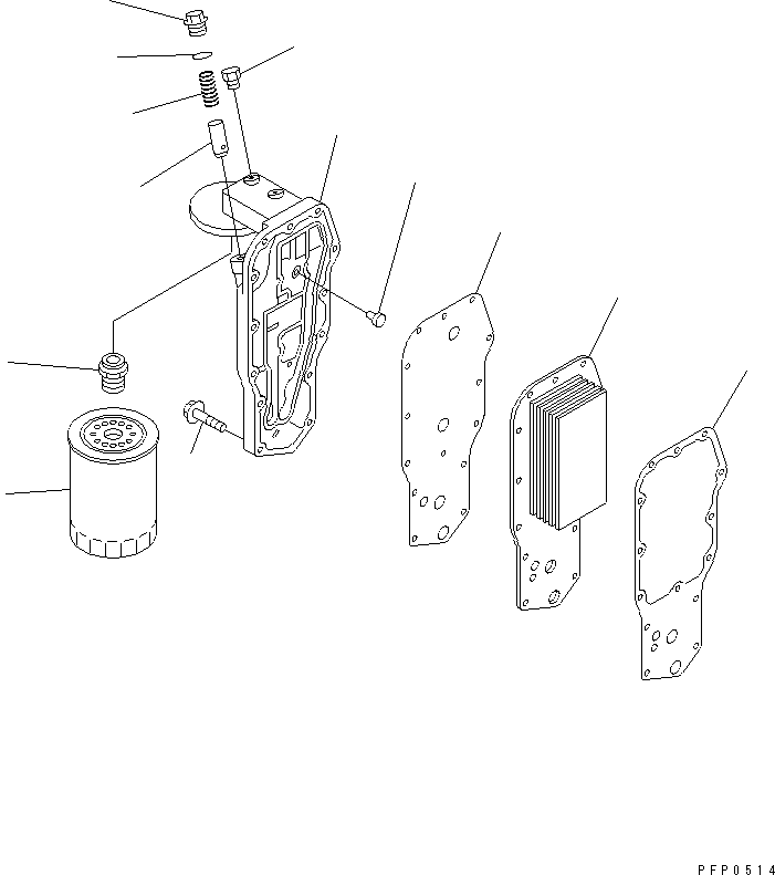 Engines Komatsu / S4D102E-1AA S/N 26213103-UP(s4d102eu) / OIL COOLER AND OIL FILTER(#21273646-)(030350 : A331P-A0A0)