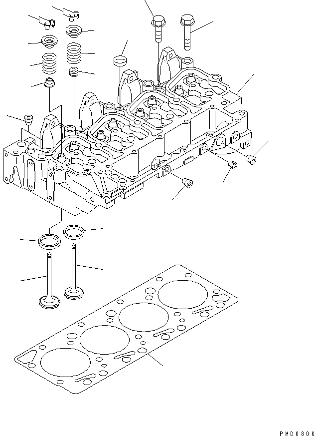 Komatsu parts book diagram for S4D102E-1E-23 S/N 26200163-UP: CYLINDER HEAD(#26200163-26238878)