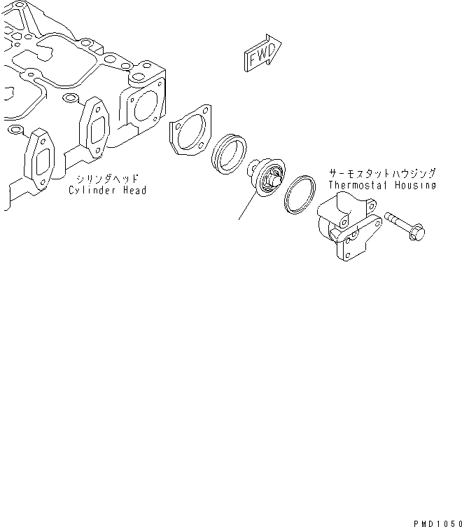 Komatsu parts book diagram for S4D102E-1N-2D S/N 26200163-UP: THERMOSTAT(#26200163-26281220)