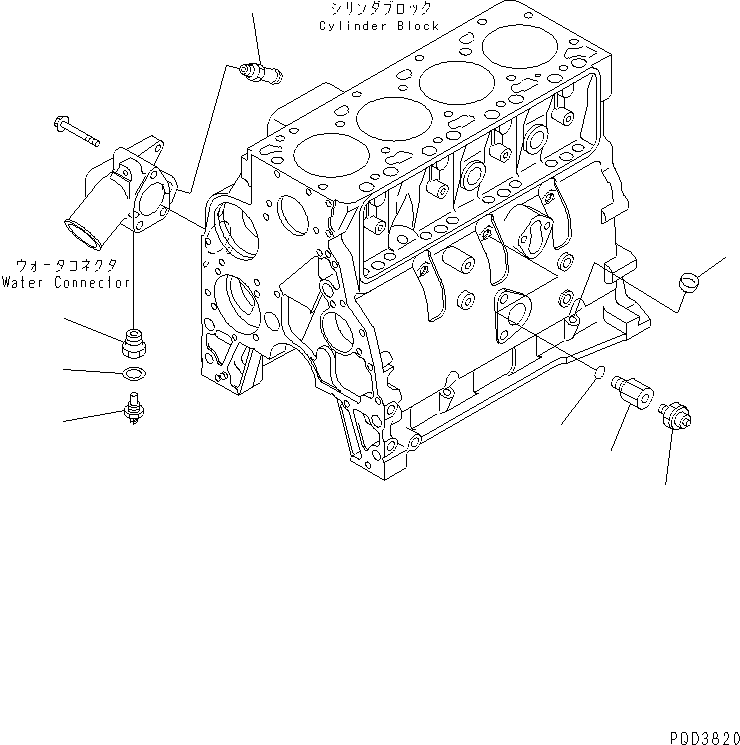Komatsu parts book diagram for S4D102E-1N-2D S/N 26200163-UP: OIL PRESSURE SWITCH AND WATER TEMPERATURE SENSOR (WITH 90A ALTERNATOR)(#26221986-)