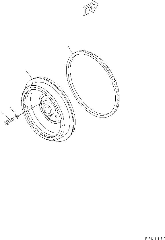 Komatsu parts book diagram for S4D102E-1N-2D S/N 26200163-UP: FLYWHEEL(#26213471-)