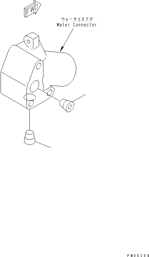 Komatsu parts book diagram for S4D102E-1N-2D S/N 26200163-UP: WATER CONNECTOR PLUG
