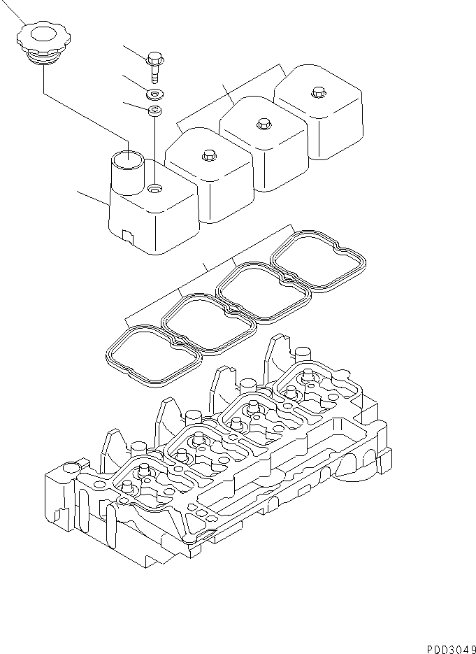 Komatsu parts book diagram for S4D102E-1F-2U S/N 26200163-UP: HEAD COVER
