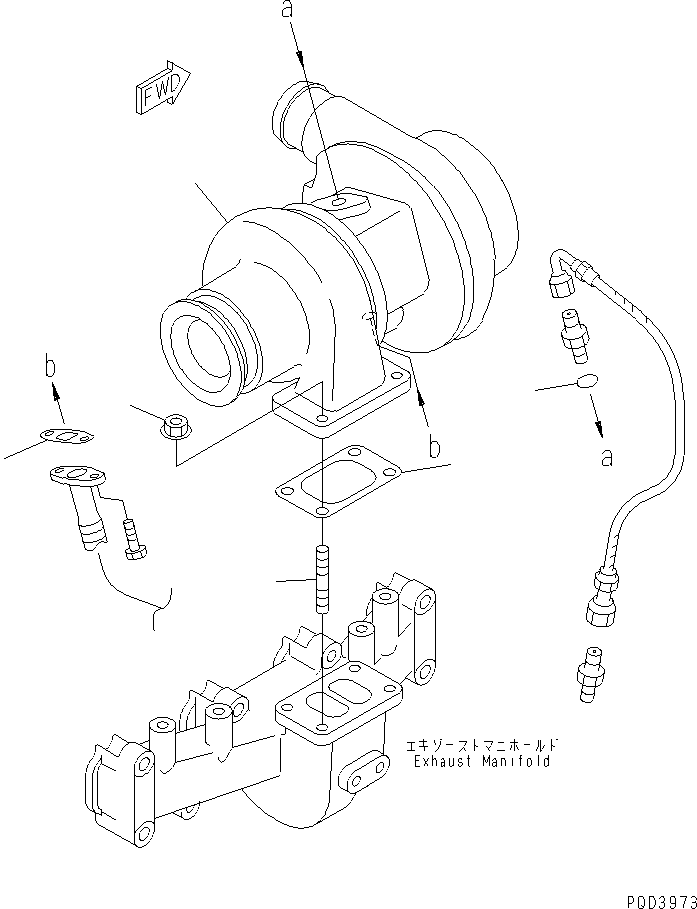 Komatsu parts book diagram for S4D102E-1F-2U S/N 26200163-UP: TURBOCHARGER MOUNTING(#26232580-)