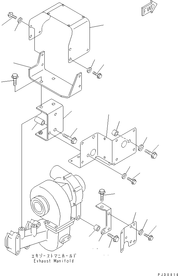 Komatsu parts book diagram for S4D102E-1F-2U S/N 26200163-UP: HEAT SHIELD (TUNNEL SEPC.) (CERAMIC TYPE)(#26200163-26220226)