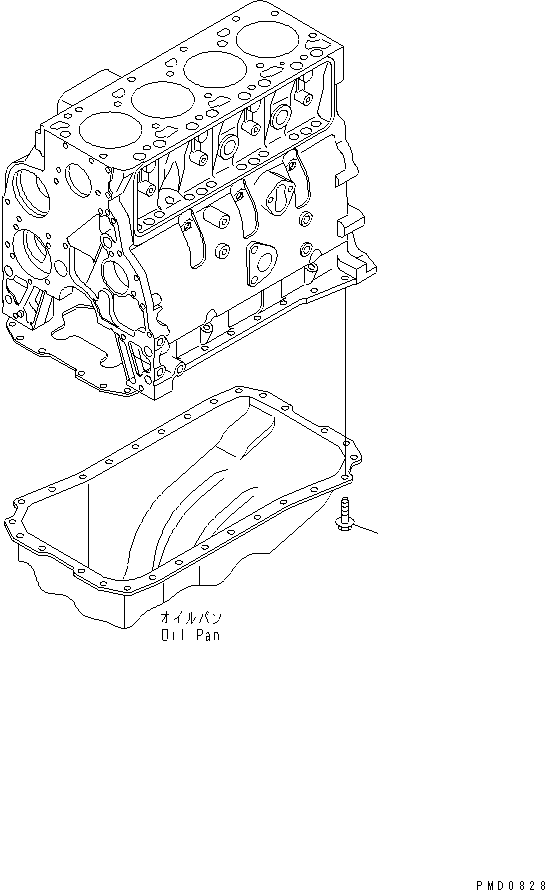 Komatsu parts book diagram for S4D102E-1F-2U S/N 26200163-UP: OIL PAN BOLT