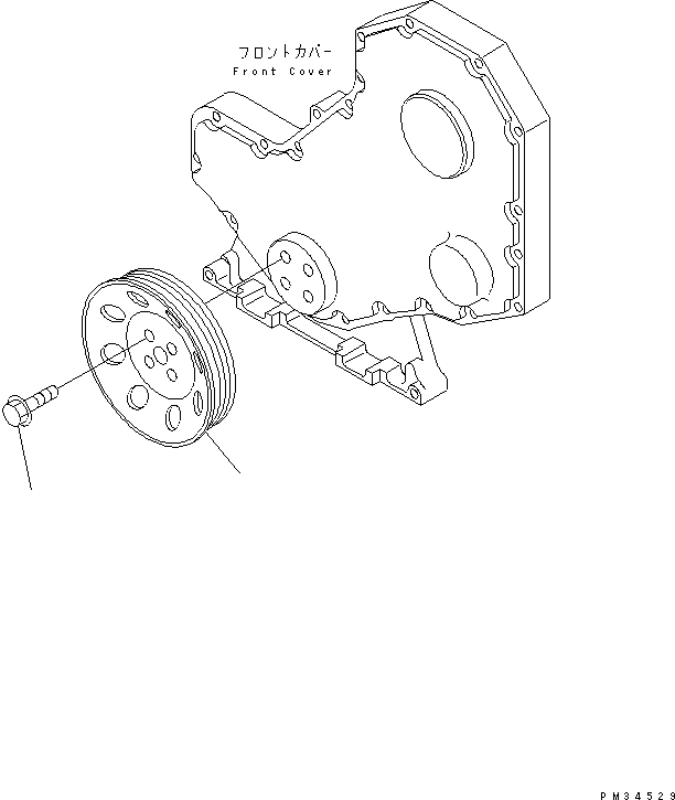 Komatsu parts book diagram for S4D102E-1F-2U S/N 26200163-UP: CRANK PULLEY(#26278790-)