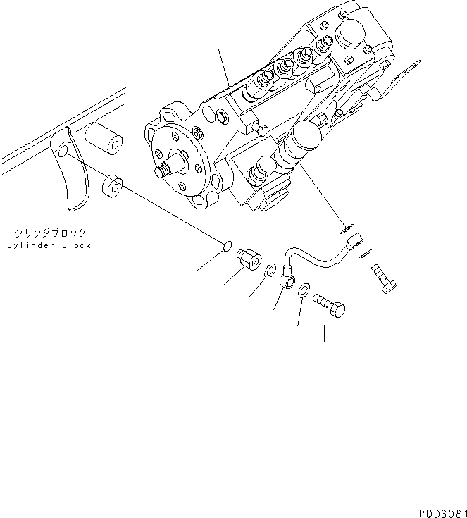 Komatsu parts book diagram for S4D102E-1F-2U S/N 26200163-UP: FUEL INJECTION PUMP AND OIL PIPING(#26200415-)