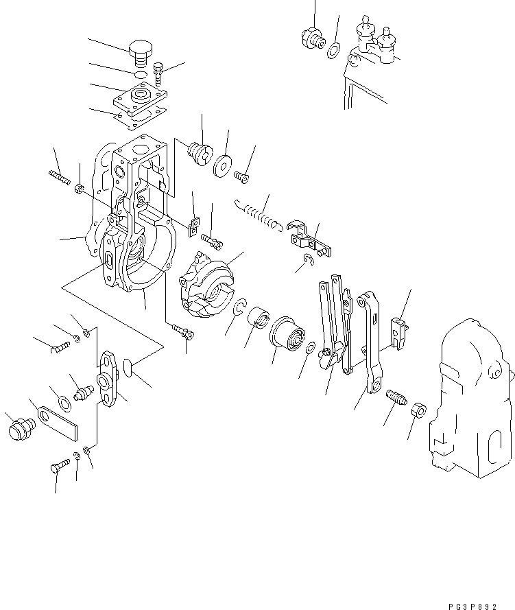 Komatsu parts book diagram for S4D102E-1F-2U S/N 26200163-UP: FUEL INJECTION PUMP (GOVERNOR) (1/2) (INNER PARTS)(#26200415-)