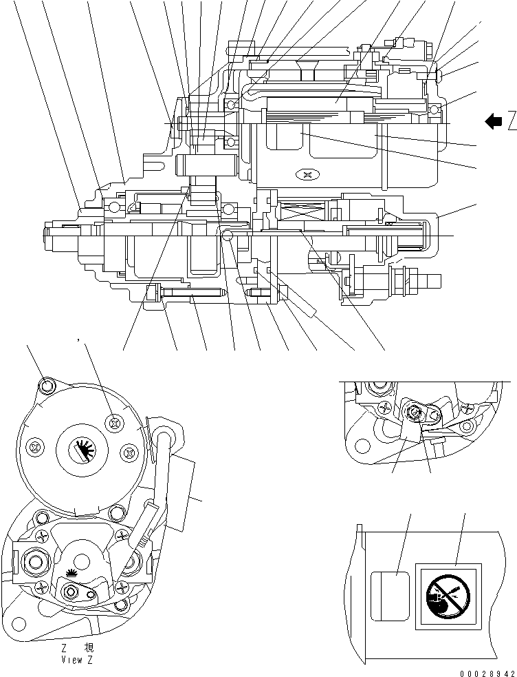 Komatsu parts book diagram for S4D102E-1F-2U S/N 26200163-UP: STARTING MOTOR (4.5KW) (INNER PARTS)(#26305334-)