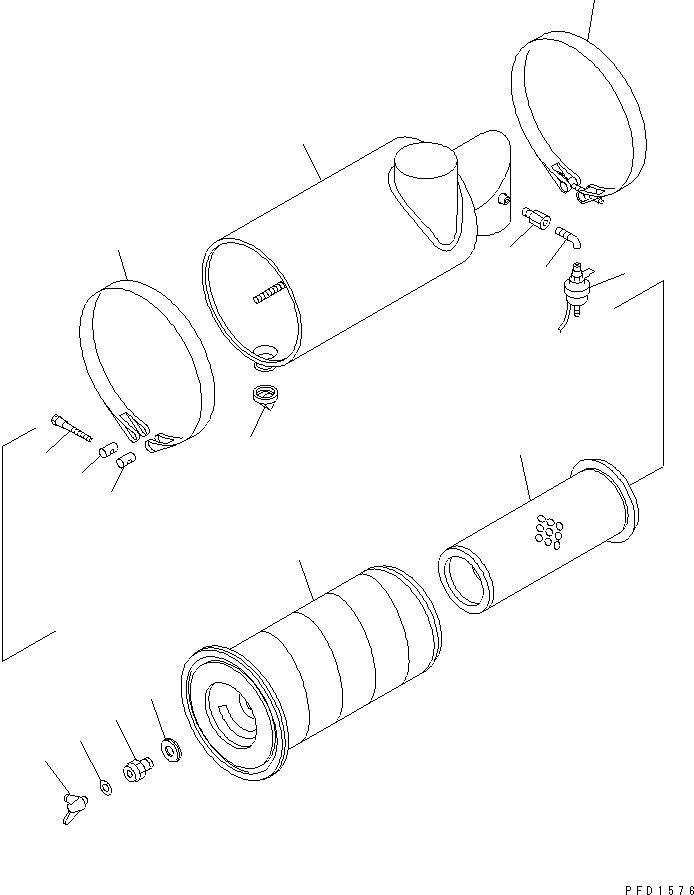 Komatsu parts book diagram for S4D102E-1K-2 S/N 26200163-UP: AIR CLEANER (FORWARDED INDIVIDUALLY PARTS)(#26254113-)