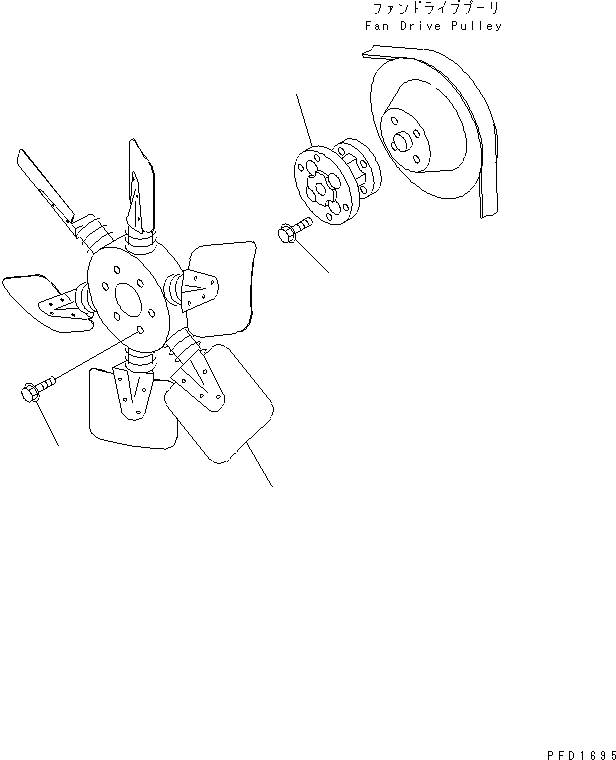 Komatsu parts book diagram for S4D102E-1K-2 S/N 26200163-UP: COOLING FAN (REVERSIBLE FAN)(#26203202-)