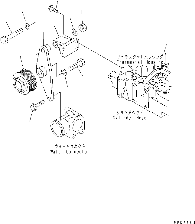 Komatsu parts book diagram for S4D102E-1K-2 S/N 26200163-UP: BELT TENSIONER (FOR 35A ALTERNATOR)(#26203202-)