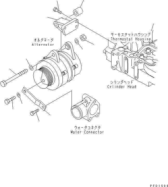 Komatsu parts book diagram for S4D102E-1K-2 S/N 26200163-UP: ALTERNATOR SUPPORT(#26203202-)