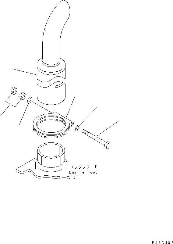 Komatsu parts book diagram for S4D102E-1K-2 S/N 26200163-UP: EXHAUST PIPE(#26237976-)