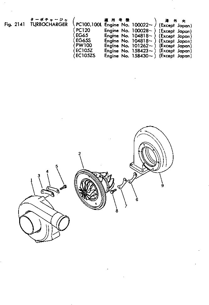 Engines Komatsu / S4D105-5E S/N 101262-UP(s4d1050c) / TURBOCHARGER (EXCEPT JAPAN)(030060 : 2141)
