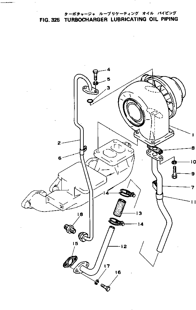 Engines Komatsu / S4D105-2J S/N 30042-UP(s4d105cc) / TURBOCHARGER LUBRICATING OIL PIPING(090040 : 325)