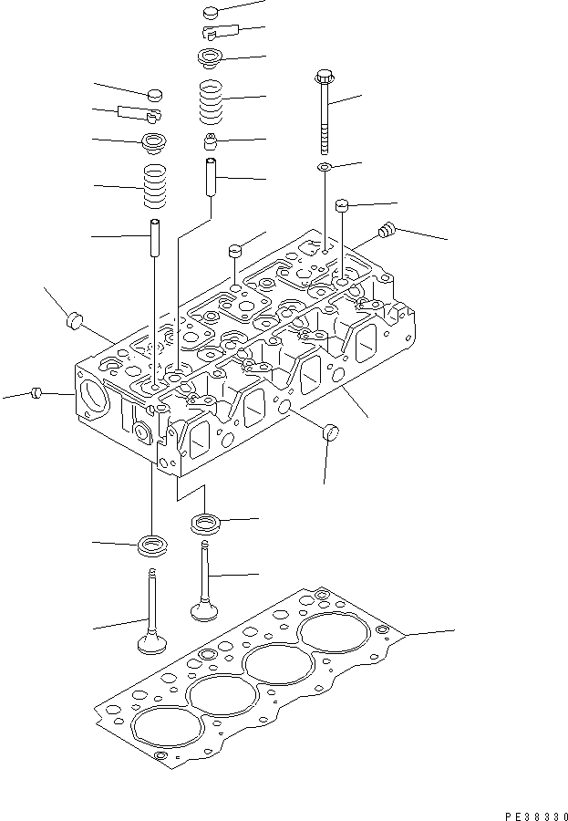 Komatsu parts book diagram for S4D95L-1K-C S/N 135080-UP: CYLINDER HEAD