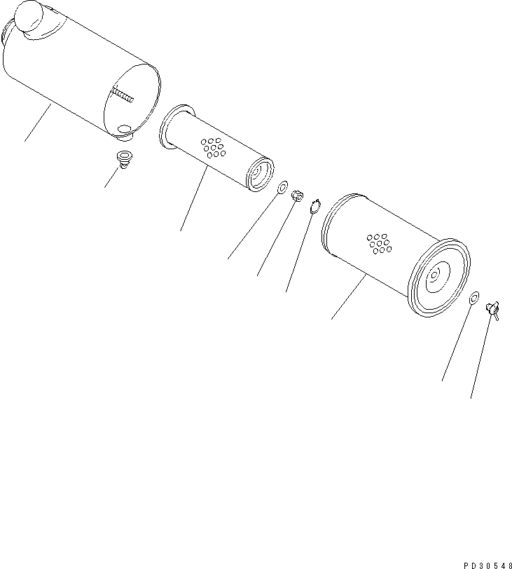 Komatsu parts book diagram for S4D95L-1K-C S/N 135080-UP: AIR CLEANER (DOUBLE ELEMENT TYPE)