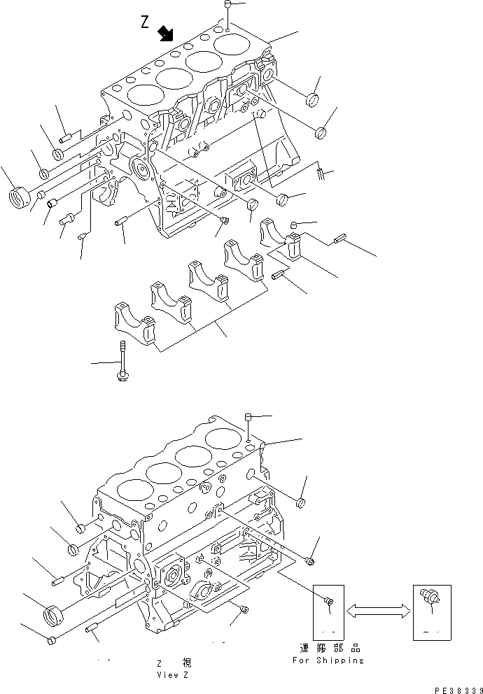 Komatsu parts book diagram for S4D95L-1K-C S/N 135080-UP: CYLINDER BLOCK