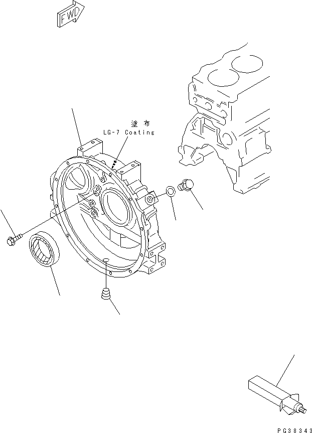 Komatsu parts book diagram for S4D95L-1K-C S/N 135080-UP: FLYWHEEL HOUSING