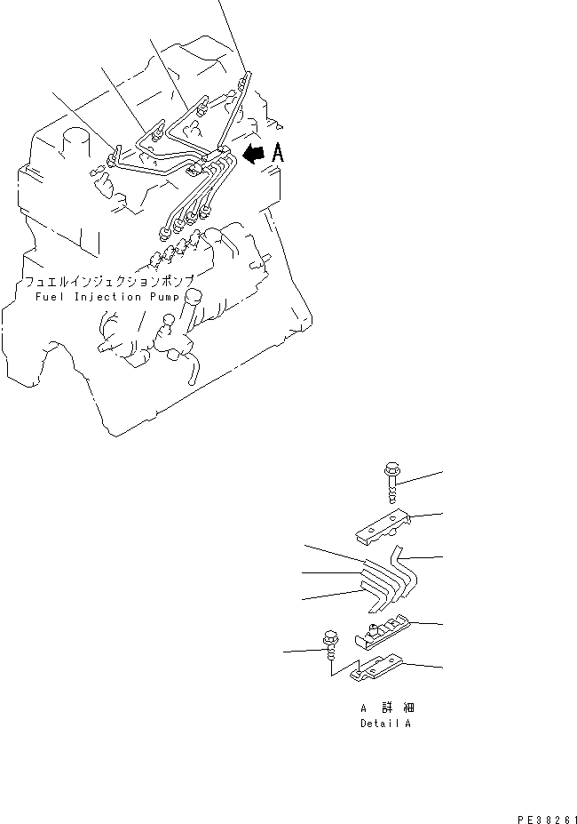 Komatsu parts book diagram for S4D95L-1K-C S/N 135080-UP: FUEL INJECTION PUMP PIPING