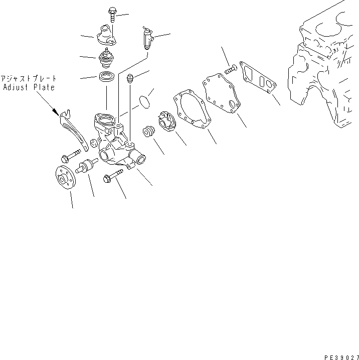 Komatsu parts book diagram for S4D95L-1K-C S/N 135080-UP: WATER PUMP