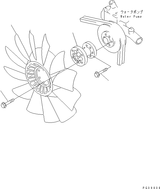 Komatsu parts book diagram for S4D95L-1K-C S/N 135080-UP: COOLING FAN (10-BLADE TYPE)
