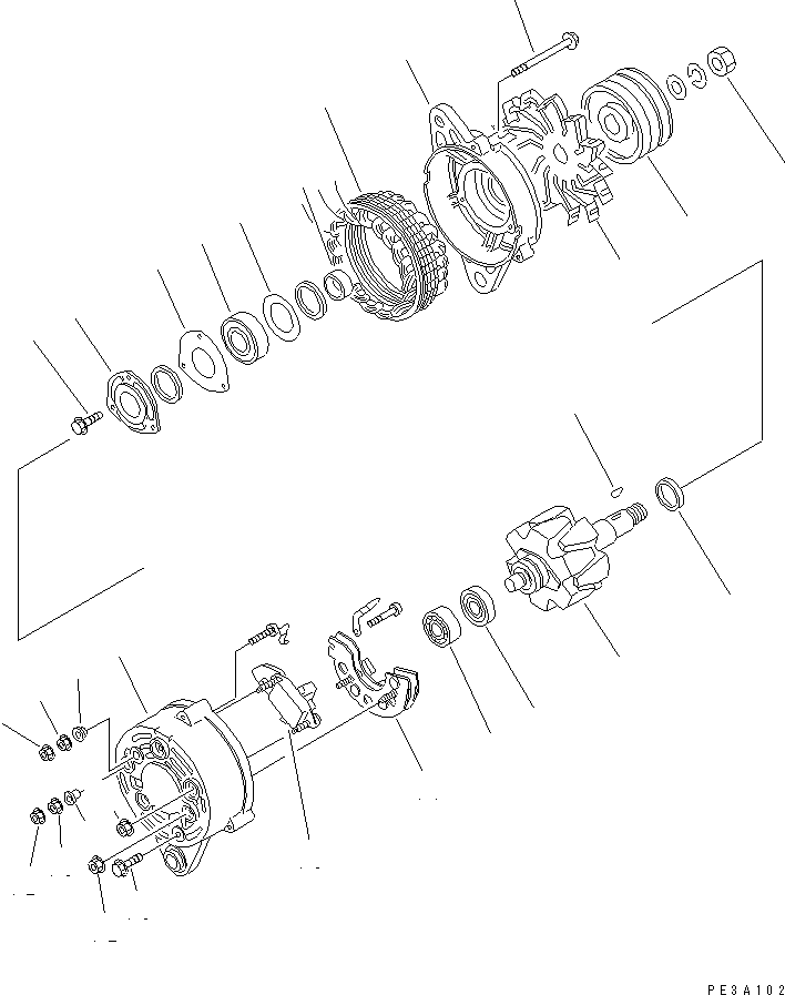 Komatsu parts book diagram for S4D95L-1K-C S/N 135080-UP: ALTERNATOR (25A) (INNER PARTS)