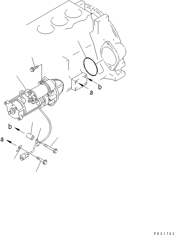 Komatsu parts book diagram for S4D95L-1K-C S/N 135080-UP: STARTING MOTOR MOUNTING (5.5KW) (WITH BYPASS FILTER)