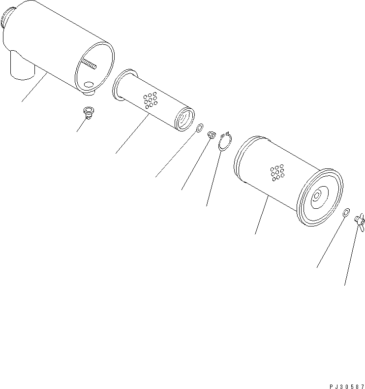 Engines Komatsu / S4D95L-1L S/N 135080-UP(s4d95l2c) / AIR CLEANER (DOUBLE ELEMENT TYPE)(030080 : A1410-A0M4)