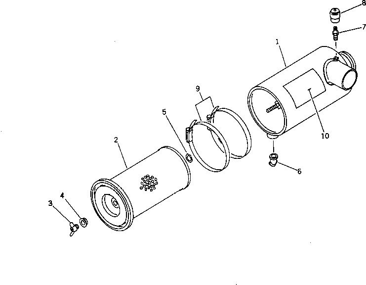 Komatsu parts book diagram for S4D95L-1A-C S/N 48797-UP: AIR CLEANER (SINGLE ELEMENT TYPE)