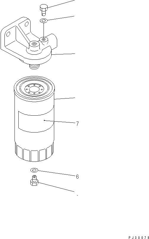 Komatsu parts book diagram for S4D95L-1A-C S/N 48797-UP: ADDITIONAL FUEL FILTER (EXCEPT JAPAN)(#59654-)