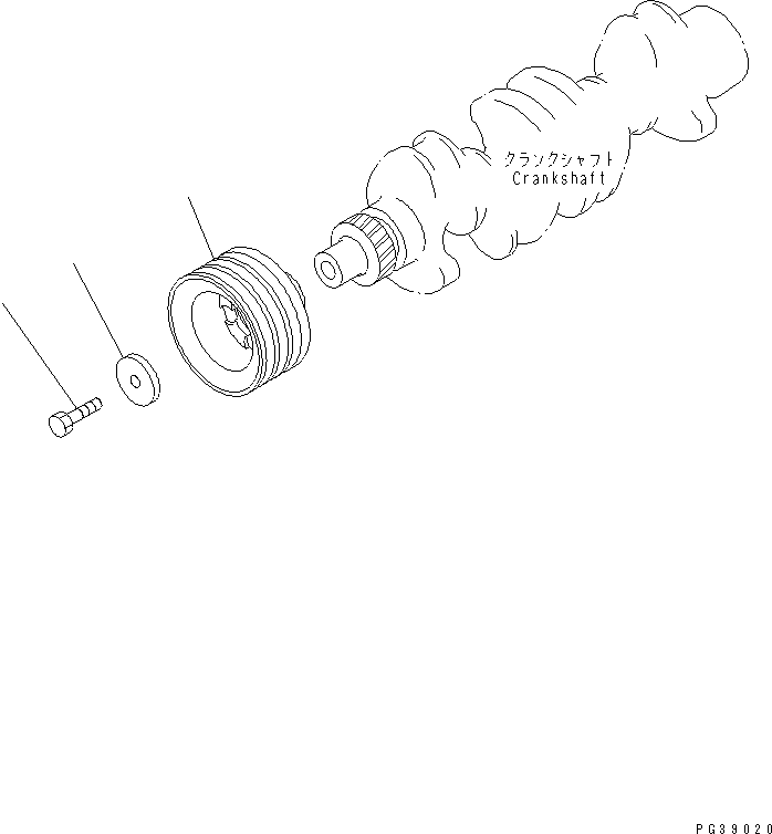 Komatsu parts book diagram for S4D95L-1N S/N 135080-UP: CRANK PULLEY