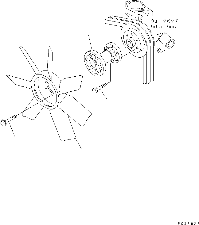 Komatsu parts book diagram for S4D95L-1N S/N 135080-UP: COOLING FAN (7-BLADE TYPE)
