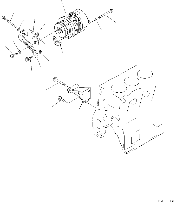 Komatsu parts book diagram for S4D95L-1N S/N 135080-UP: ALTERNATOR MOUNTING (25A)