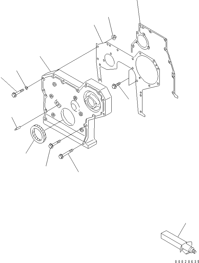 Engines Komatsu / S4D95LE-3C-2M S/N 100001-UP(s4d95l9c) / FRONT COVER(#102014-)(030170 : A2040-A0E7)