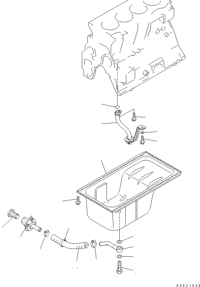 Engines Komatsu / S4D95LE-3C-2M S/N 100001-UP(s4d95l9c) / OIL PAN AND SUCTION TUBE(#102079-)(030220 : A2110-A0P3)