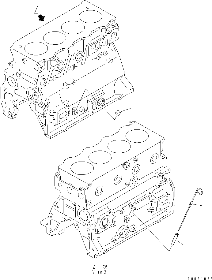 Engines Komatsu / S4D95LE-3C-2M S/N 100001-UP(s4d95l9c) / OIL LEVEL GAUGE(#102079-)(030230 : A2190-A0B6)